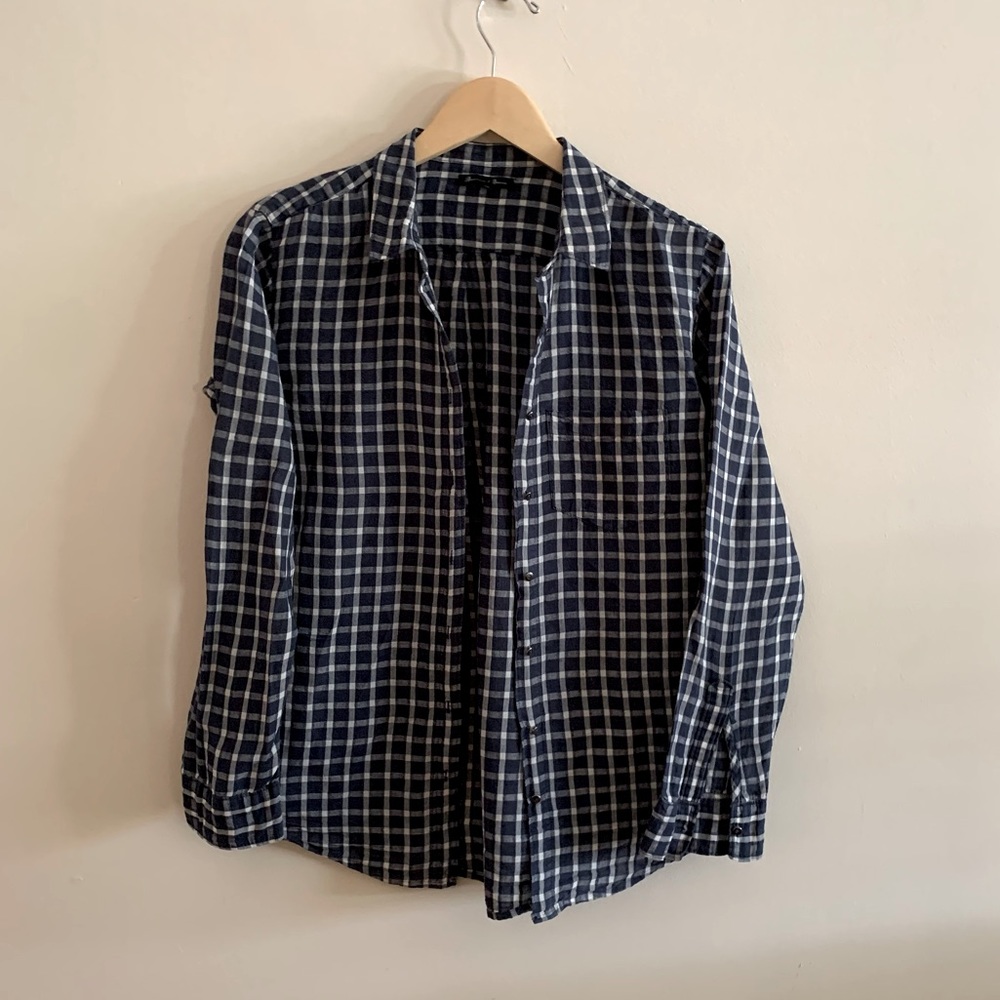 Madewell Broadway and Broome linen plaid boy shirt
